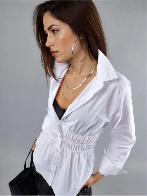 Chemise à manches longues boutonnée en popeline busem - Kiabi Chemise à manches longues boutonnée en popeline busem - Kiabi