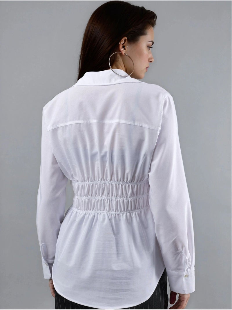 Chemise à manches longues boutonnée en popeline busem Blanc - Kiabi