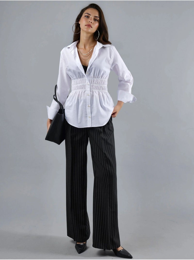 Chemise à manches longues boutonnée en popeline busem Blanc - Kiabi
