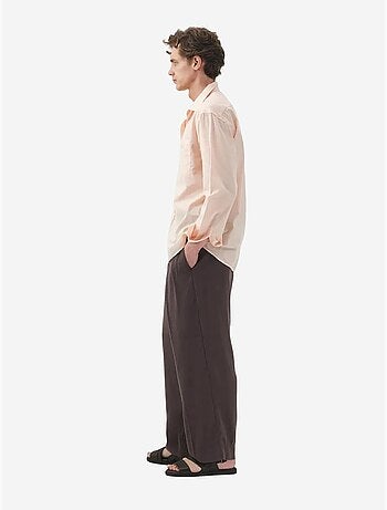 Chemise à manches longues boutonnée en popeline unie pour homme giesto