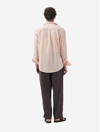 Chemise à manches longues boutonnée en popeline unie pour homme giesto