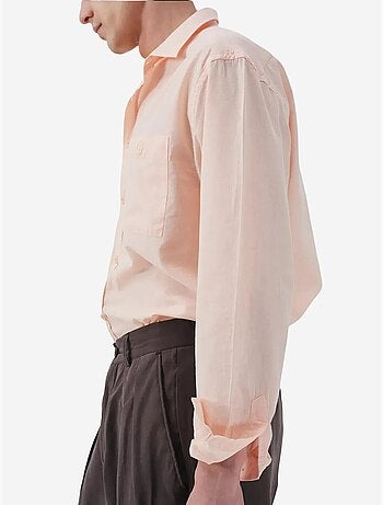 Chemise à manches longues boutonnée en popeline unie pour homme giesto