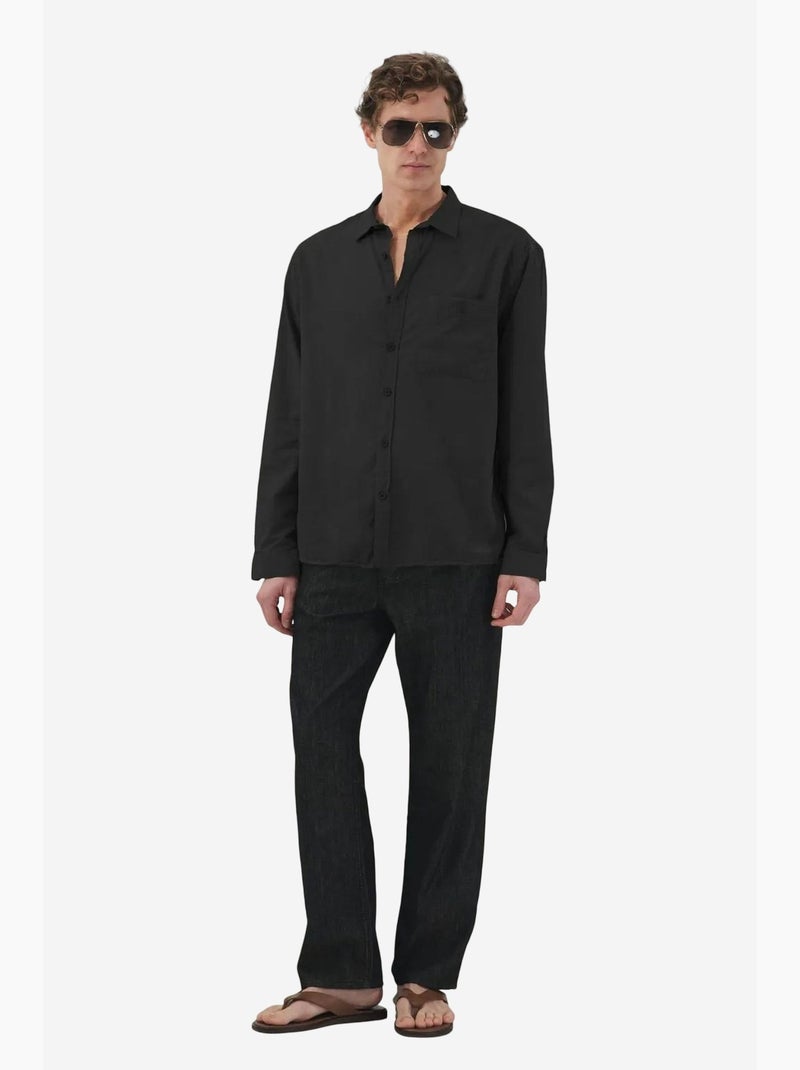 Chemise à manches longues boutonnée giesto Noir - Kiabi