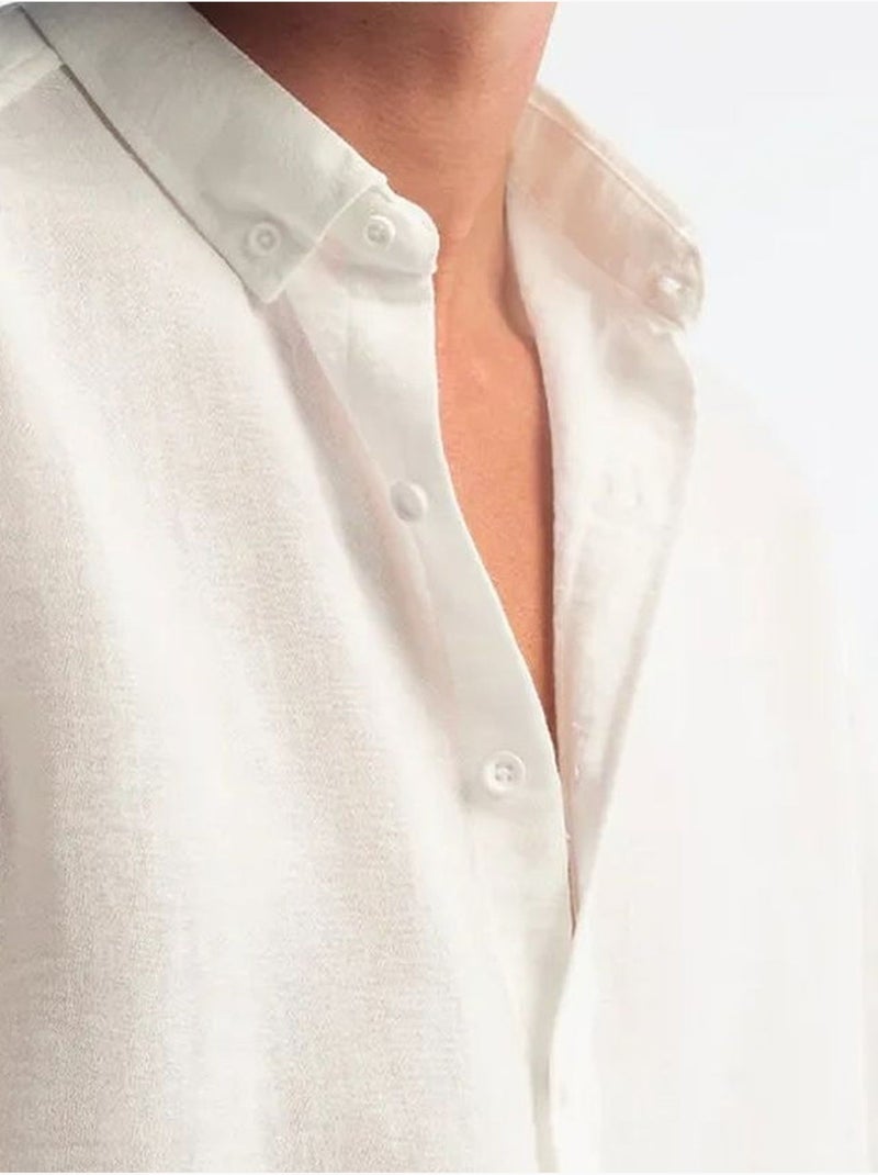 Chemise à manches longues boutonnée oversize giesto Blanc - Kiabi