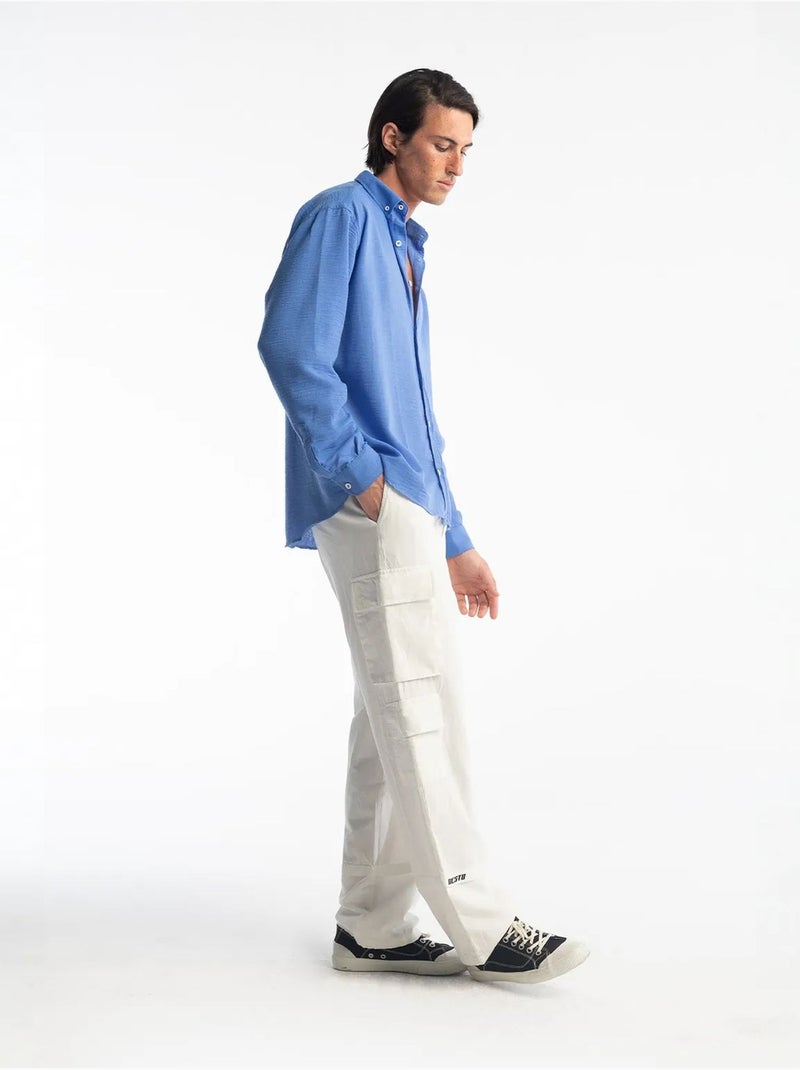 Chemise à manches longues boutonnée oversize giesto Bleu clair - Kiabi