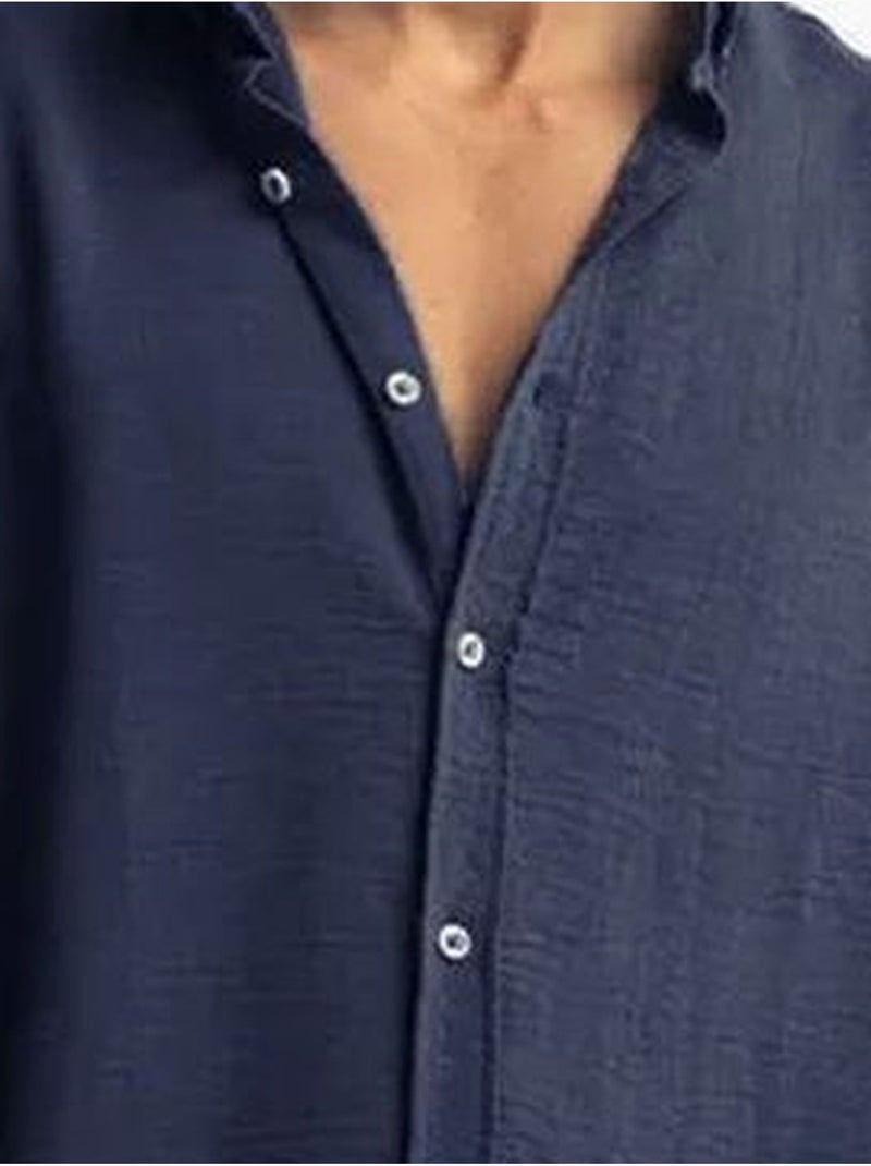 Chemise à manches longues boutonnée oversize giesto Bleu marine - Kiabi