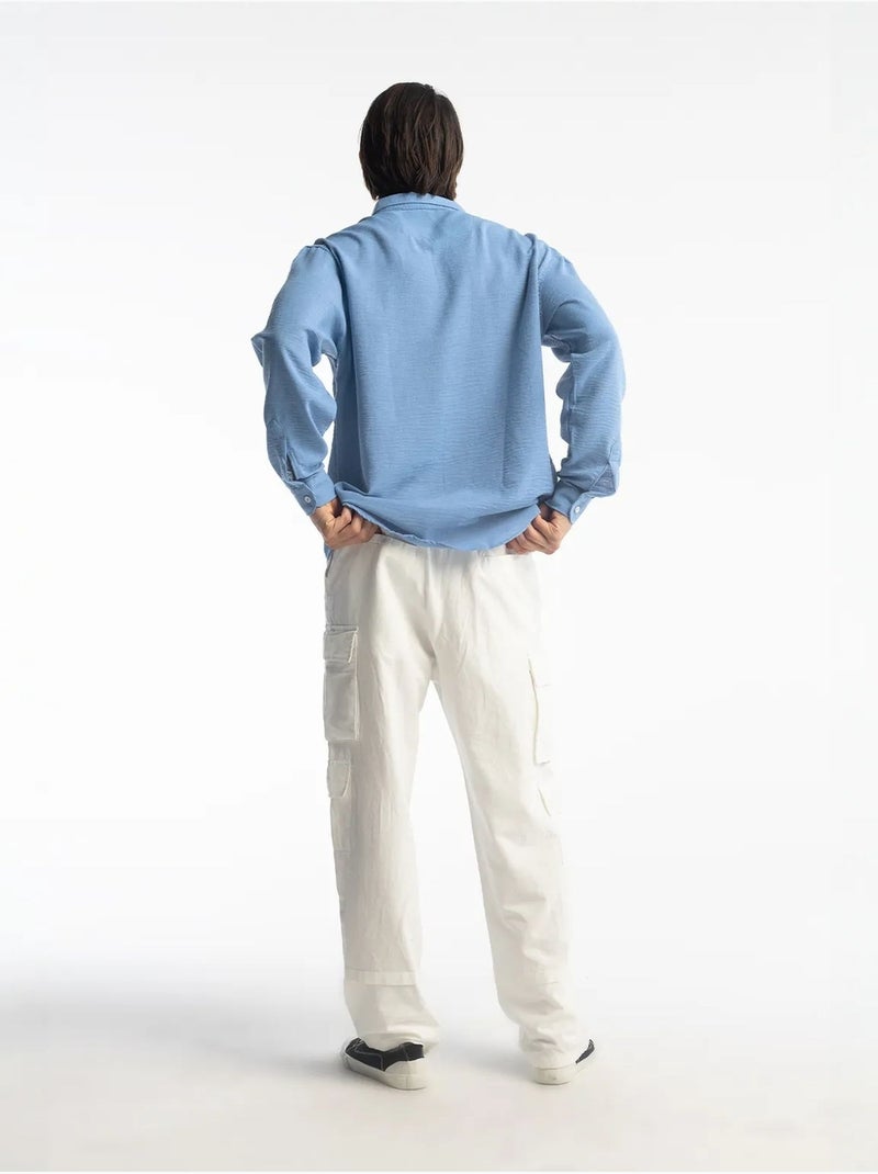 Chemise à manches longues boutonnée oversize giesto Bleu pastel - Kiabi
