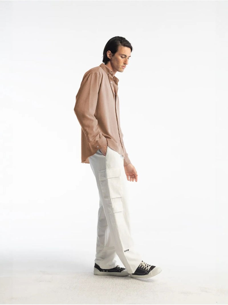 Chemise à manches longues boutonnée oversize giesto Grège - Kiabi