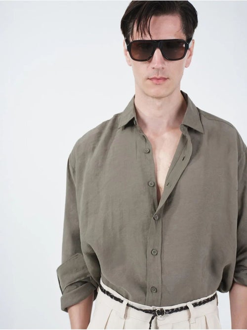 Chemise à manches longues boutonnée oversize giesto - Kiabi
