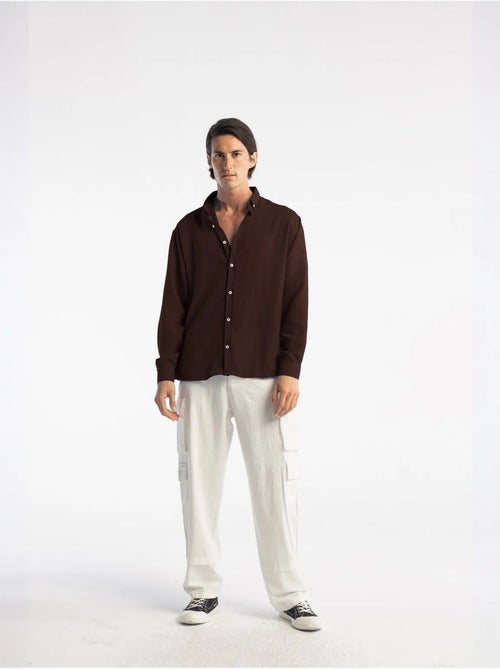 Chemise à manches longues boutonnée oversize giesto - Kiabi