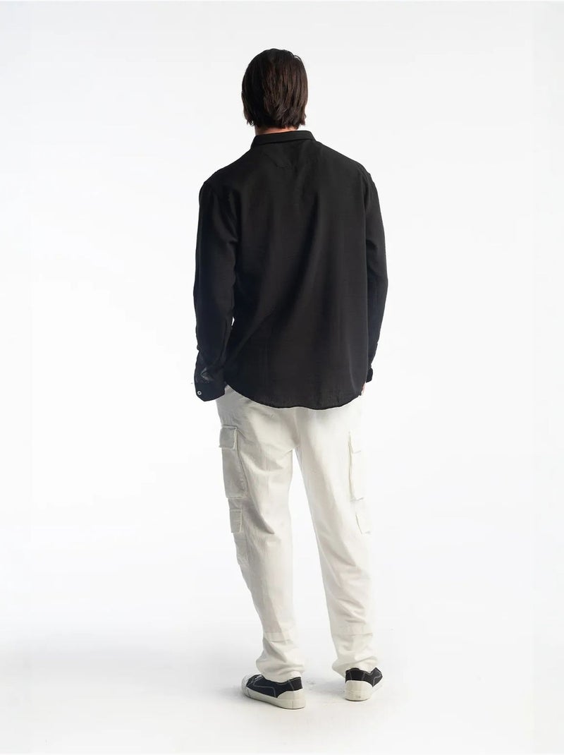 Chemise à manches longues boutonnée oversize giesto Noir - Kiabi