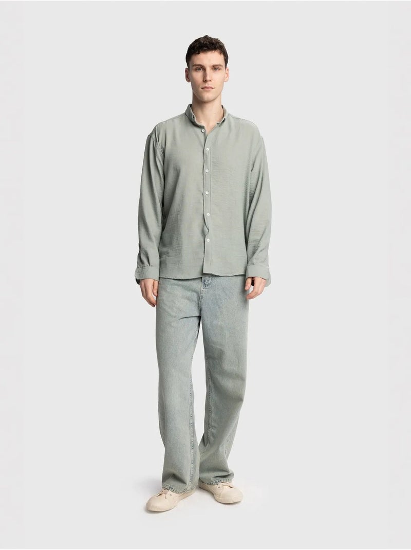 Chemise à manches longues boutonnée oversize giesto Vert menthe - Kiabi
