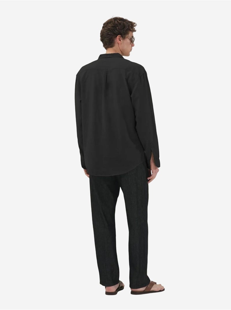 Chemise à manches longues boutonnée pour homme giesto Noir - Kiabi