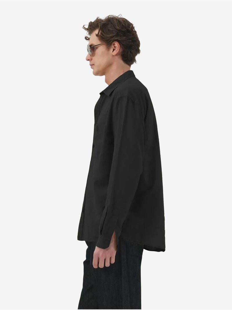 Chemise à manches longues boutonnée pour homme giesto Noir - Kiabi