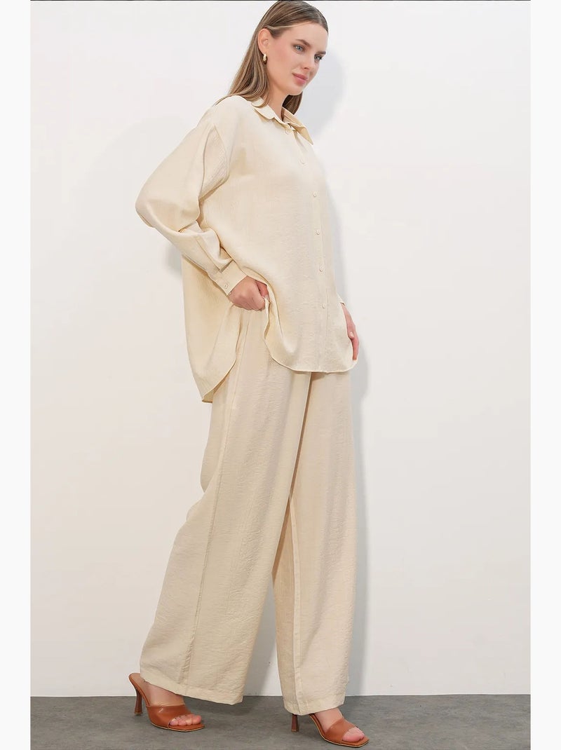 Chemise à manches longues boutonnée texturée bdart Crème - Kiabi