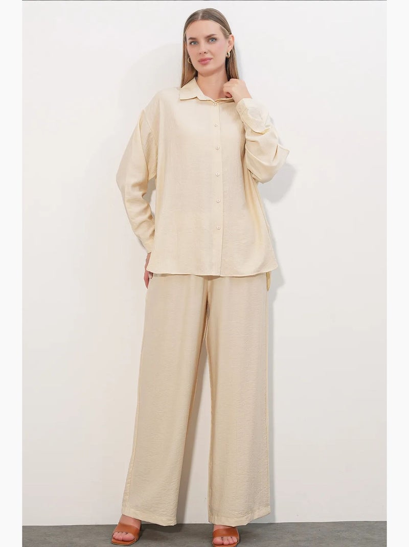 Chemise à manches longues boutonnée texturée bdart Crème - Kiabi