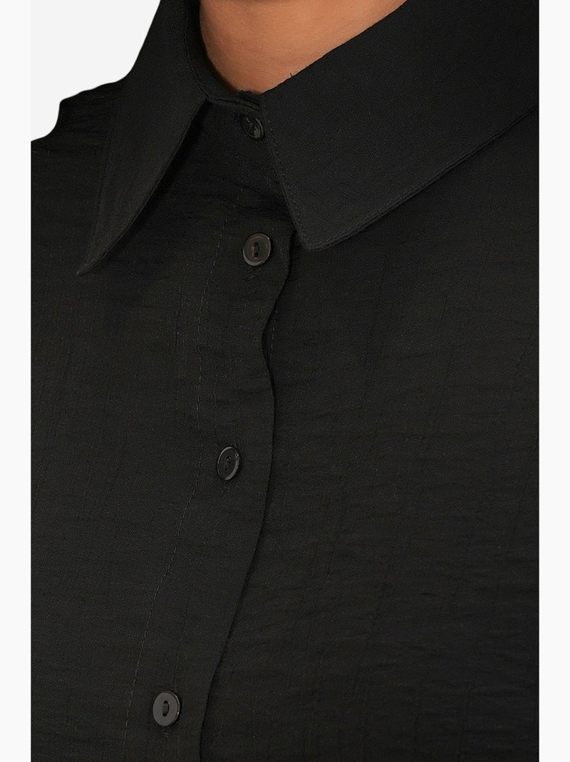 Chemise à manches longues boutonnée texturée bdart Noir - Kiabi
