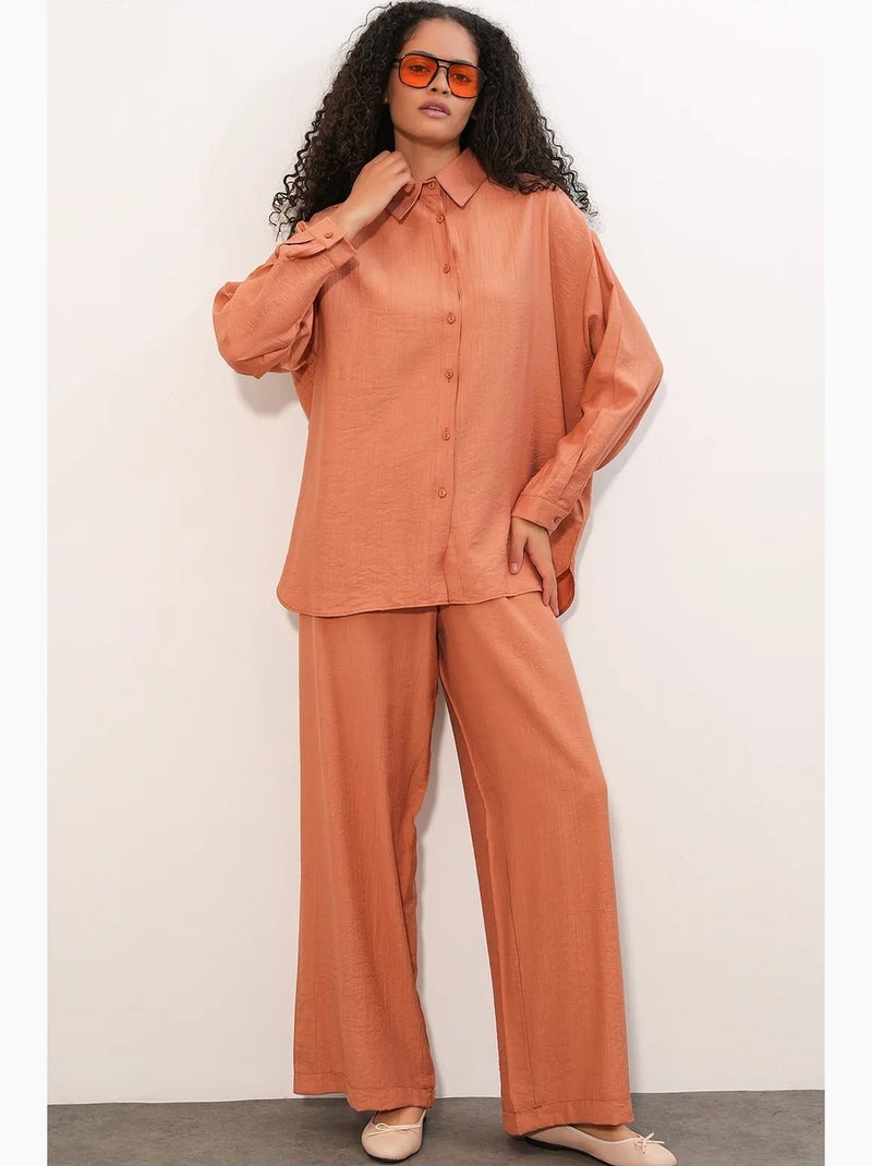 Chemise à manches longues boutonnée texturée bdart Orange clair - Kiabi
