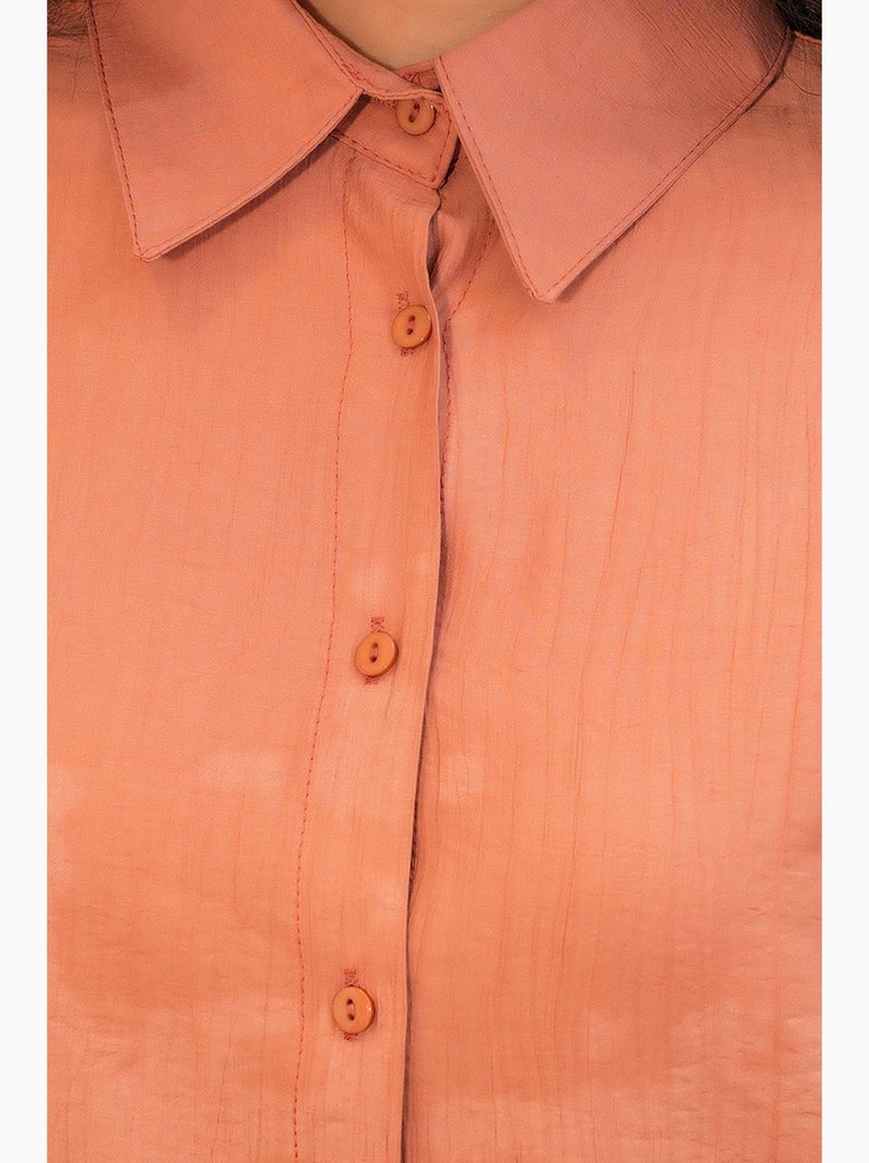 Chemise à manches longues boutonnée texturée bdart Orange clair - Kiabi