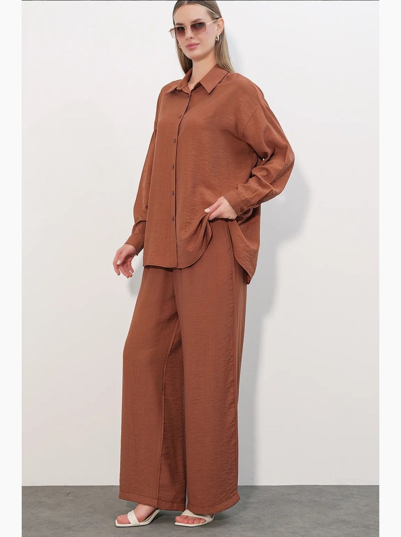 Chemise à manches longues boutonnée texturée bdart Terracotta - Kiabi