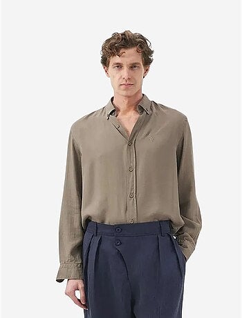 Chemise à manches longues boutonnée unie pour homme giesto