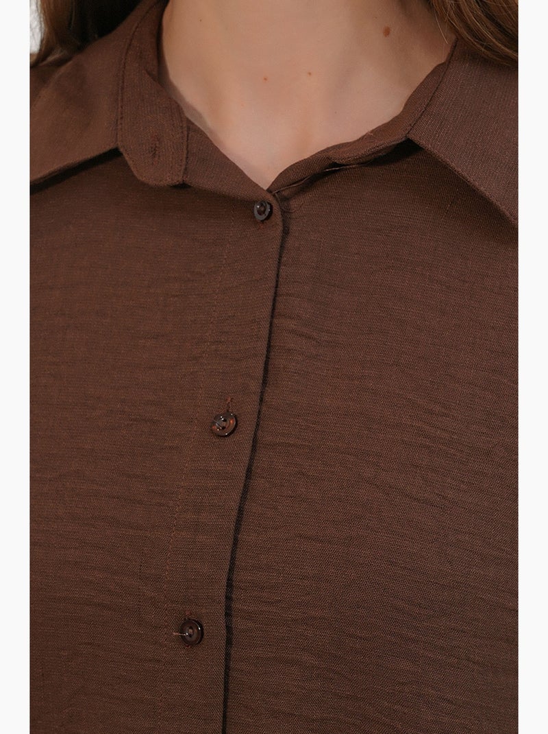 Chemise à manches longues brodée avec fermeture à boutons bdart Marron - Kiabi