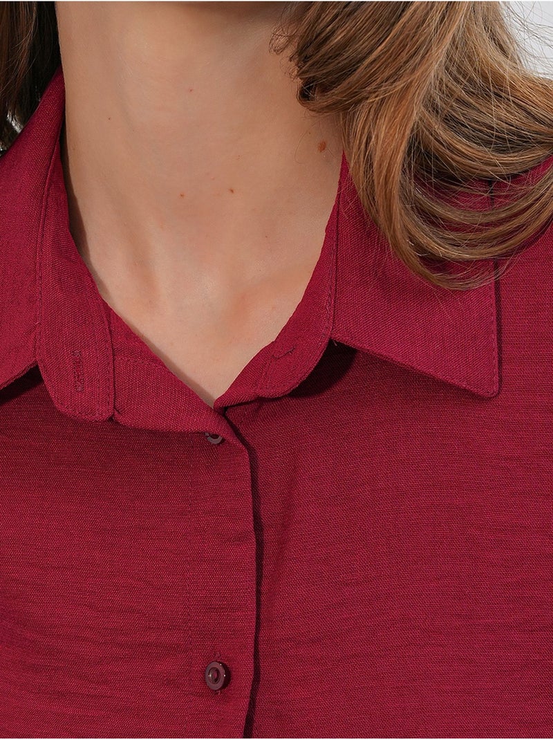 Chemise à manches longues brodée avec fermeture à boutons bdart Rouge bordeaux - Kiabi