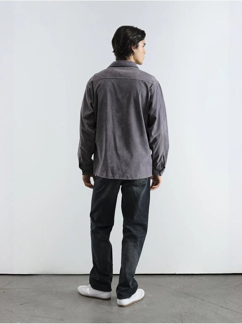 Chemise à manches longues brodée, coupe classique giesto Gris - Kiabi