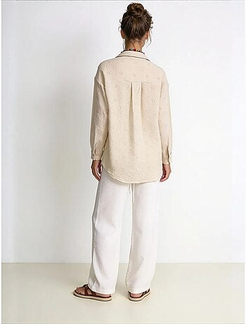 Chemise à manches longues brodée texturée avec fermeture boutonnée istanbul