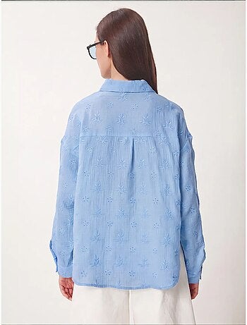 Chemise à manches longues brodée texturée avec fermeture boutonnée istanbul