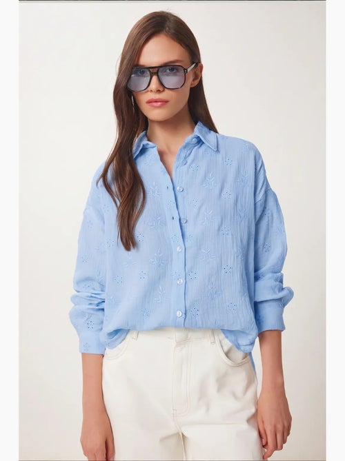 Chemise à manches longues brodée texturée avec fermeture boutonnée istanbul - Kiabi Chemise à manches longues brodée texturée avec fermeture boutonnée istanbul - Kiabi