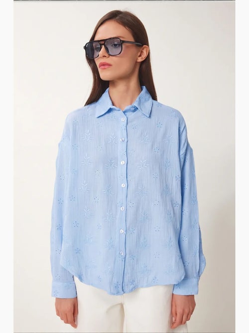 Chemise à manches longues brodée texturée avec fermeture boutonnée istanbul - Kiabi Chemise à manches longues brodée texturée avec fermeture boutonnée istanbul - Kiabi