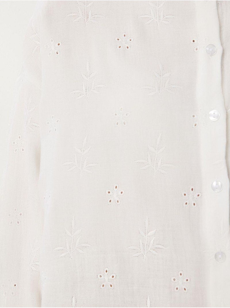 Chemise à manches longues brodée texturée avec fermeture boutonnée istanbul Ivoire - Kiabi