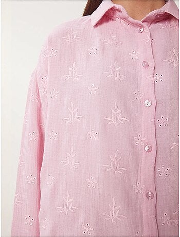 Chemise à manches longues brodée texturée avec fermeture boutonnée istanbul