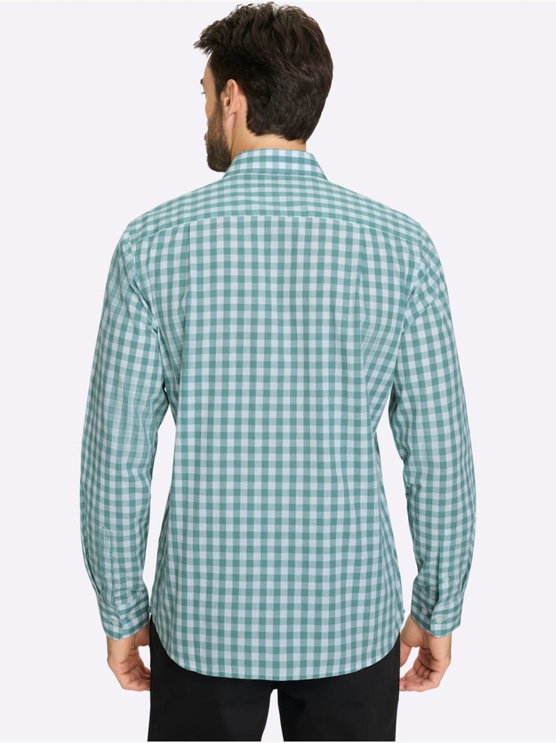 Chemise à Manches Longues Carreaux En Fils Teintés - Taille Standard - Witt Vert Sauge - Kiabi