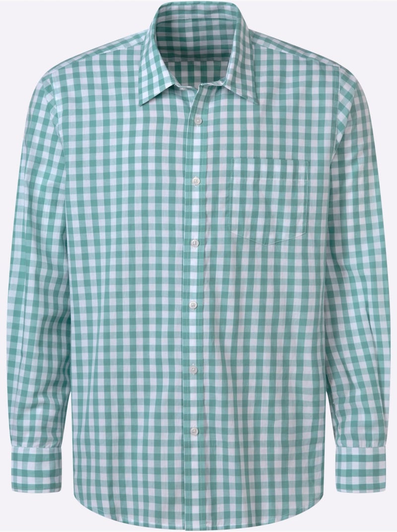Chemise à Manches Longues Carreaux En Fils Teintés - Taille Standard - Witt Vert Sauge - Kiabi