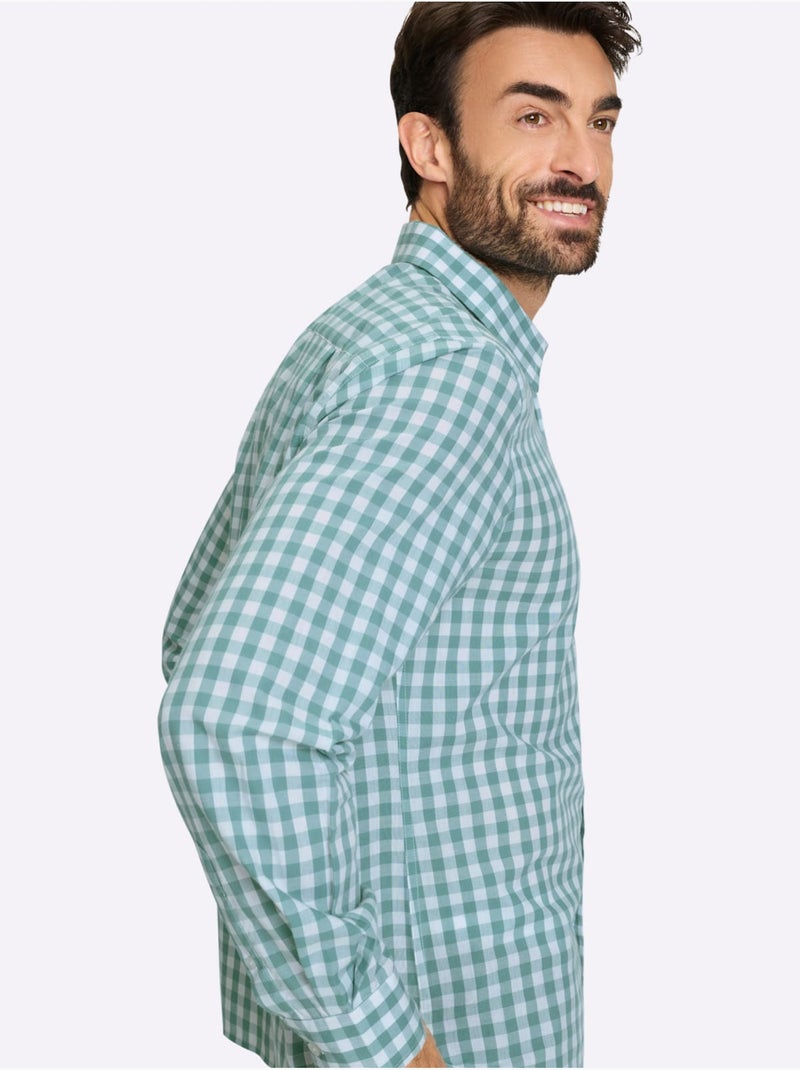Chemise à Manches Longues Carreaux En Fils Teintés - Taille Standard - Witt Vert Sauge - Kiabi
