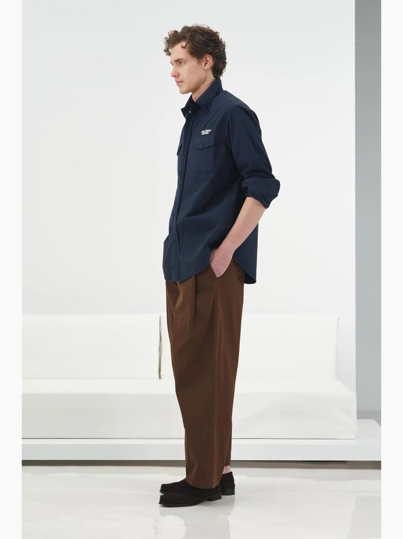 Chemise à manches longues coupe classique avec poche giesto Bleu marine - Kiabi