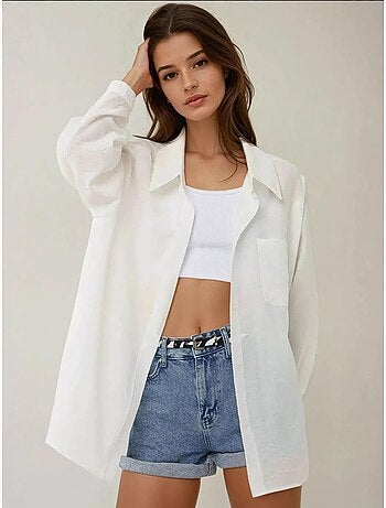 Chemise à manches longues coupe décontractée avec col chemise