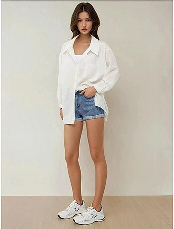 Chemise à manches longues coupe décontractée avec col chemise