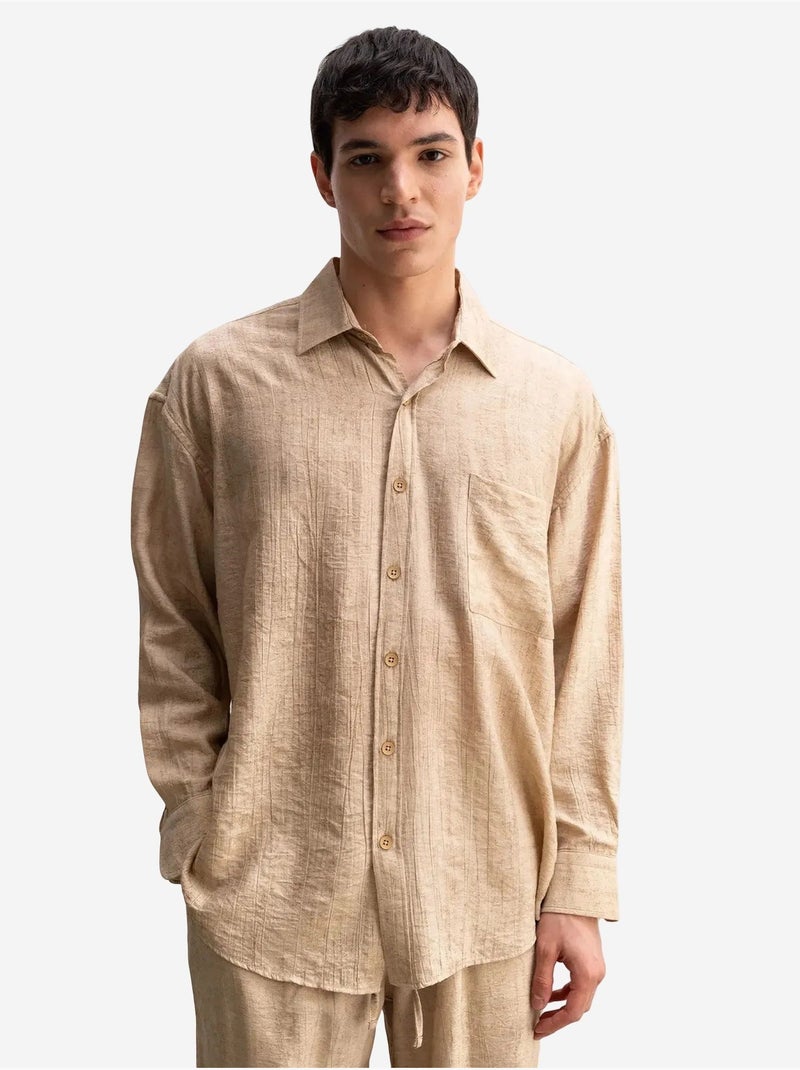 Chemise à manches longues coupe décontractée giesto Beige naturel - Kiabi