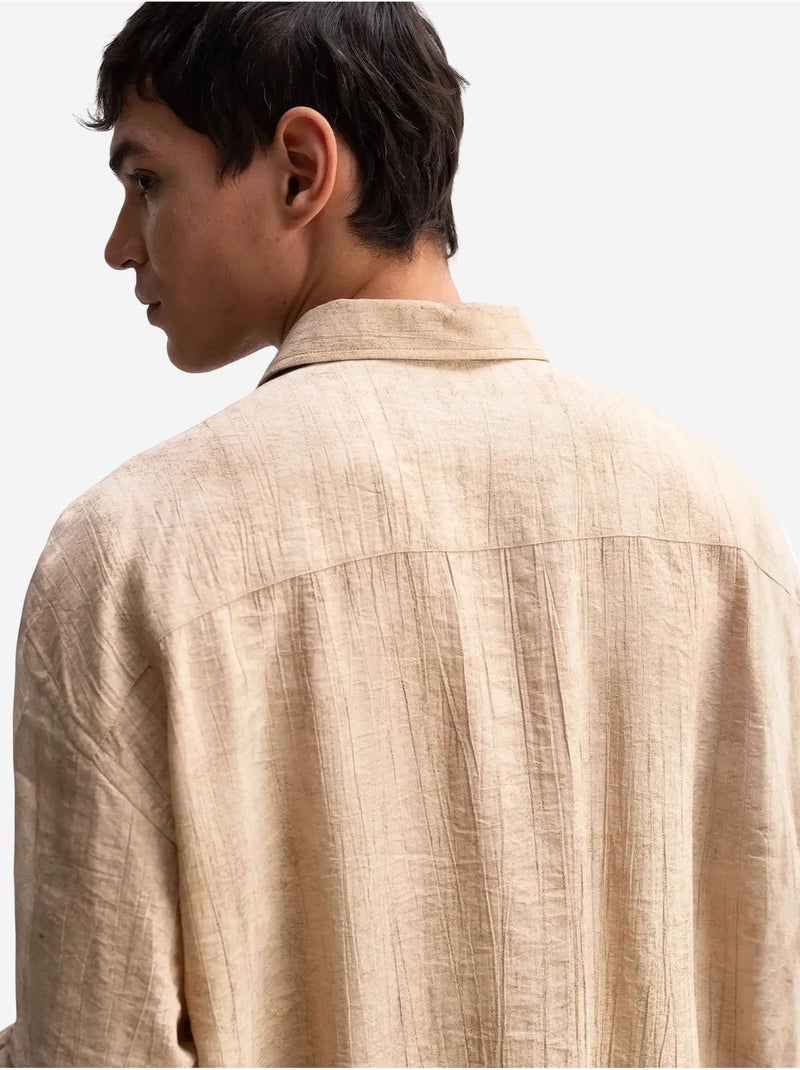 Chemise à manches longues coupe décontractée giesto Beige naturel - Kiabi