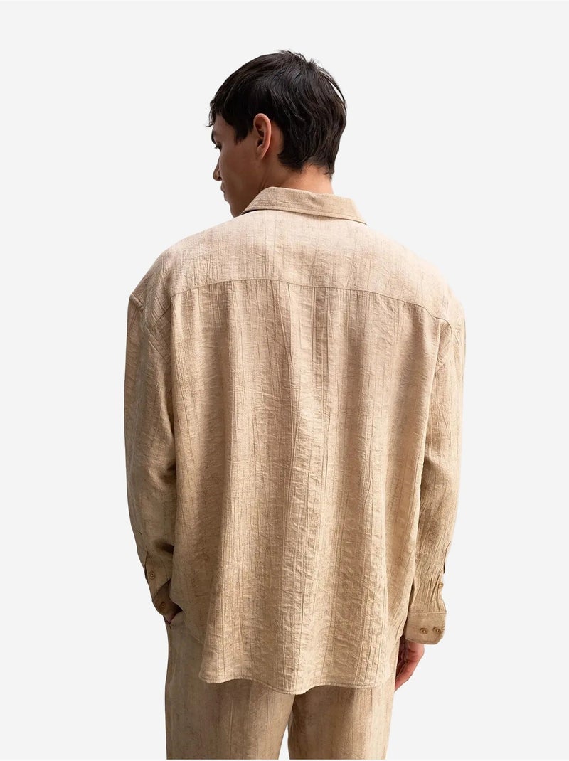 Chemise à manches longues coupe décontractée giesto Beige naturel - Kiabi