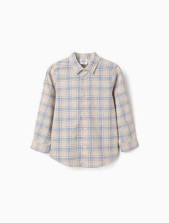 Chemise à manches longues en coton à carreaux