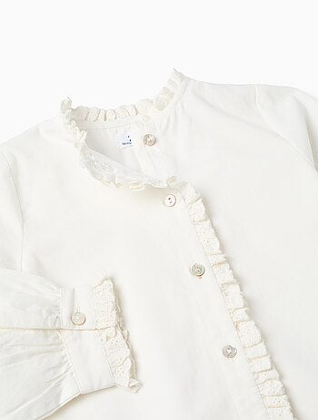 Chemise à manches longues en coton avec détails à volants B&S