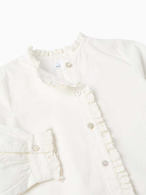 Chemise à manches longues en coton avec détails à volants You&Me - Kiabi