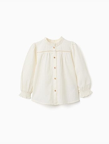 Chemise à manches longues en coton avec volants
