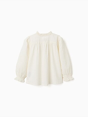 Chemise à manches longues en coton avec volants