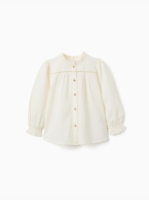 Chemise à manches longues en coton avec volants - Kiabi Chemise à manches longues en coton avec volants - Kiabi