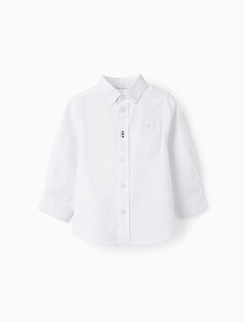 Chemise Bébé Garçon Col Claudine - Pure Coton Blanc Classique